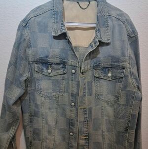 Vintage Louis Vuitton Damier Double Pocket Faded Jeans Shirt Men's Jacket XL